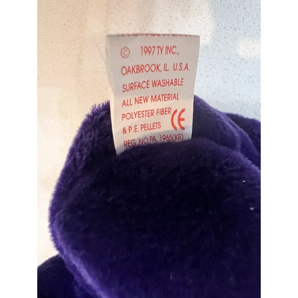 Rare Vintage Beanie Baby Princess Diana‎ Bear 1997 PVC PelletsPurple Plush Toy
